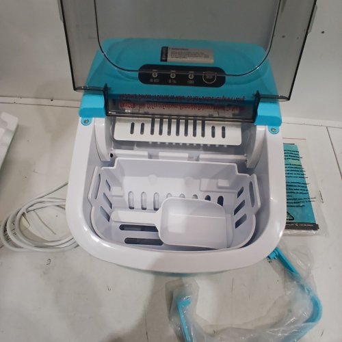 EUHOMY COUNTERTOP ICE MAKER MACHINE WITH HANDLE, BASKET AND SCOOP - MAKES 26LBS PER DAY - BLUE (MODEL: IM-06C) image 4