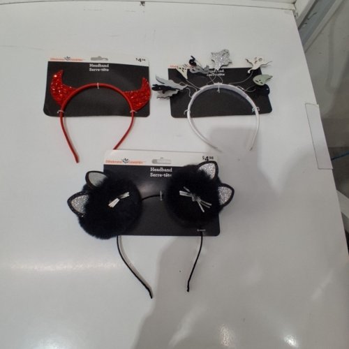 3PC WAY TO CELEBRATE! ASSORTED HALLOWEEN HEADBANDS - RED, WHITE & BLACK image 3