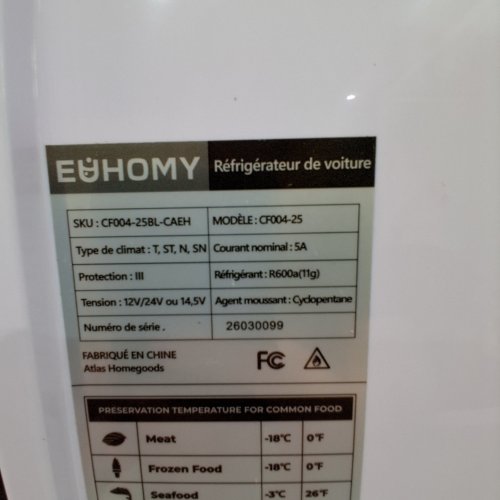EUHOMY CAR REFRIGERATOR - 12 V/24 V, 14.5 V, 5A - BLACK / WHITE (MODEL: CF004-25) image 4