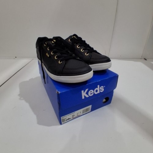WOMEN'S KEDS CENTER III LEATHER SNEAKER - SIZE 7 - BLACK image 4