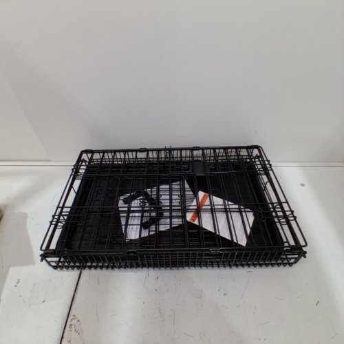 AMAZON BASICS DURABLE, FOLDABLE METAL WIRE PET CRATE WITH TRAY, PORTABLE AND STURDY FOR TRAVEL, SINGLE DOOR, DIVIDER PANEL, PERFECT SIZE FOR SMALL DOGS - 22" - BLACK (MODEL: B09G4P3ZGM) image 2
