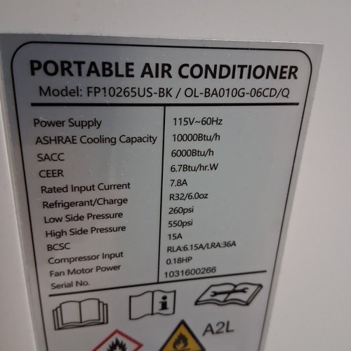 COSTWAY 10000BTU PORTABLE AIR CONDITIONER - (MODEL: FP10265US-BK) image 3