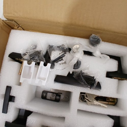 FRONT DOOR LOCK HANDLE SET WITH KEYS - BLACK image 4