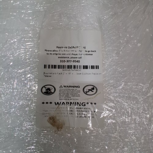 6PK FOAM SEAT CUSHION REPLACEMENT - 2" X 18" X 18" - WHITE image 2