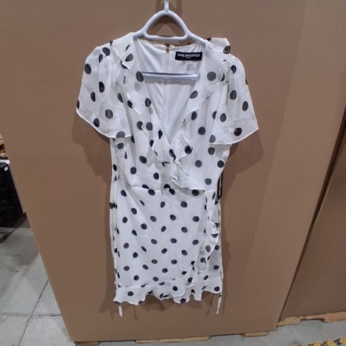 WOMEN'S KARL LAGERFELD POLKA DOT DRESS - SIZE 8 - WHITE/BLACK image 2