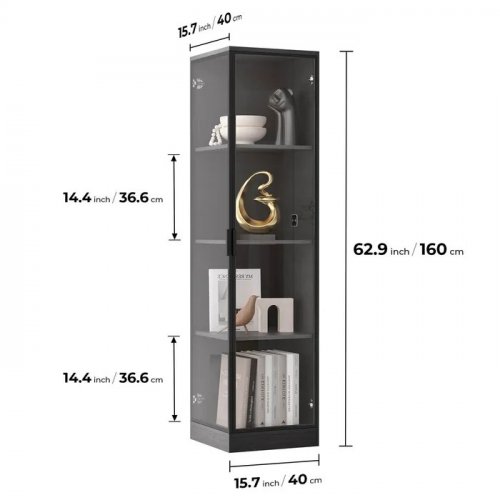 BROTTAR 4-TIER CORNER DISPLAY CABINET WITH LED LIGHTS - 63" - BLACK (MODEL: BD003BA) image 2