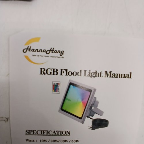 HANNAHONG RGB LED LANDSCAPE FLOOD LIGHT WITH REMOTE - 20W - SILVER (MODEL: 20W-RGB-FLOODLIGHT) image 4