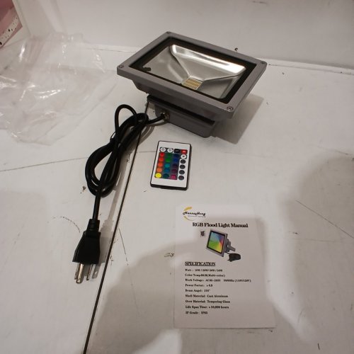 HANNAHONG RGB LED LANDSCAPE FLOOD LIGHT WITH REMOTE - 20W - SILVER (MODEL: 20W-RGB-FLOODLIGHT) image 5