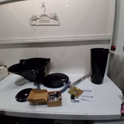 VEVOR PORTABLE ADJUSTABLE SALON SHAMPOO BASIN WITH DRAINAGE HOSE AND BUCKET - 40" - 52" - BLACK/SILVER (MODEL: WL-U5601) image 2