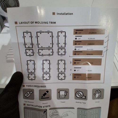 34PC PEEL AND STICK MOLDING TRIM FOR WALLS - WHITE image 2