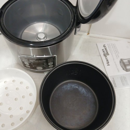 HAMILTON BEACH 2-14 CUP RICE COOKER & FOOD STEAMER - STAINLESS STEEL (MODEL: 37549C) image 4