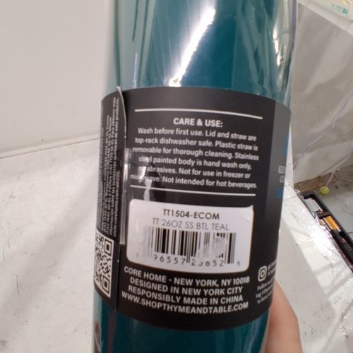 THYME & TABLE ARDEN WATER BOTTLE WITH STRAW STYLE LID AND CHARM ATTACHMENT - 26 OZ - TEAL (MODEL: TT1504-ECOM) image 2