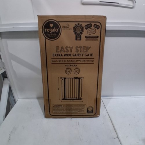 REGALO EASY STEP ADJUSTABLE EXTRA WIDE METAL SAFETY GATE, 30" X 29" - 49" - BLACK (MODEL: 1164EBDS) image 5