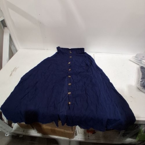 WOMANS MAXI SKIRT FRONT BUTTON DOWN HIGH WAISTED FLOWY LONG SKIRT - NAVY BLUE image 2