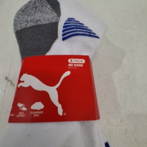 3PR MEN'S PUMA NO SHOW LOW CUT MOISTURE CONTROL SPORT SOCKS - SIZE 9-13 - WHITE/BLUE image 2