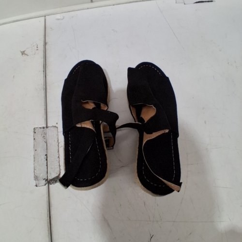 WOMEN'S SUEDE BEACH PEEP TOE PLATFORM SUMMER SANDALS - SIZE 9 - BLACK image 3