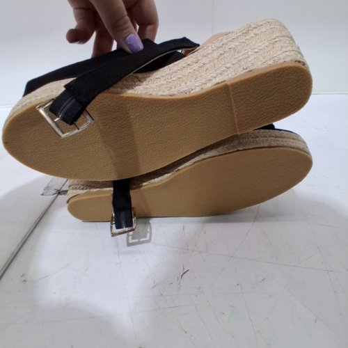 WOMEN'S SUEDE BEACH PEEP TOE PLATFORM SUMMER SANDALS - SIZE 9 - BLACK image 5