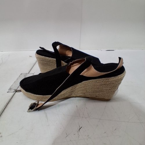 WOMEN'S SUEDE BEACH PEEP TOE PLATFORM SUMMER SANDALS - SIZE 9 - BLACK image 6
