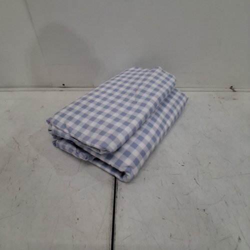 2PC GINGHAM CHECKERED BEDDING SET - TWIN - BLUE AND WHITE image 2