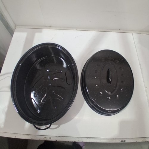 STARFRIT OVAL ENAMELED CARBON STEEL OVEN ROASTER PAN - 10QT - BLACK image 2
