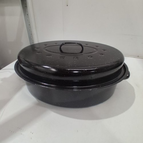 STARFRIT OVAL ENAMELED CARBON STEEL OVEN ROASTER PAN - 10QT - BLACK image 3