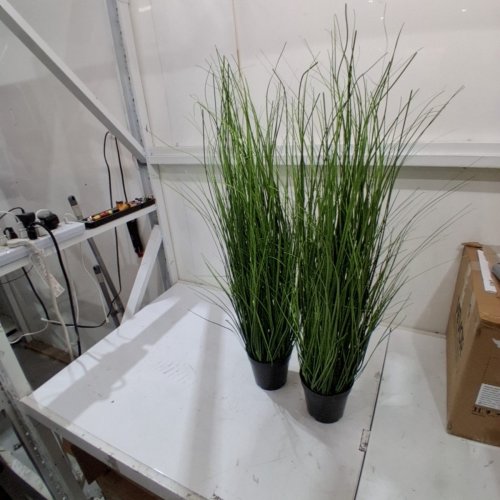 2PK VEVOR ARTIFICIAL LEMONGRASS PLANT WITH POT - 3FT - GREEN/BLACK image 3