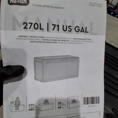 KETER COMFY DECK BOX - 270L/71 GAL. - 46" X 17.6" X 22.4" - BLACK image 4