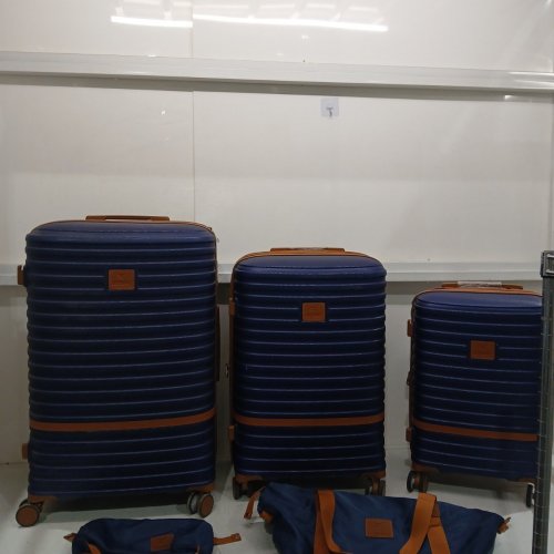 5PC JOYWAY EXPANDABLE CARRY-ON HARDSIDE SPINNER LUGGAGE SET WITH TSA APPROVED LOCKS - 20"/24"/28" - BLUE/BROWN (MODEL: TR008) image 2