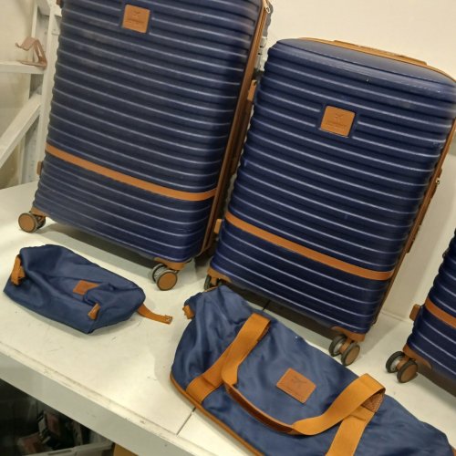 5PC JOYWAY EXPANDABLE CARRY-ON HARDSIDE SPINNER LUGGAGE SET WITH TSA APPROVED LOCKS - 20"/24"/28" - BLUE/BROWN (MODEL: TR008) image 3