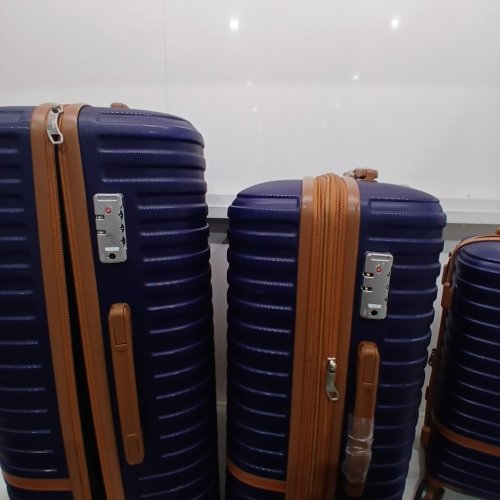 5PC JOYWAY EXPANDABLE CARRY-ON HARDSIDE SPINNER LUGGAGE SET WITH TSA APPROVED LOCKS - 20"/24"/28" - BLUE/BROWN (MODEL: TR008) image 5