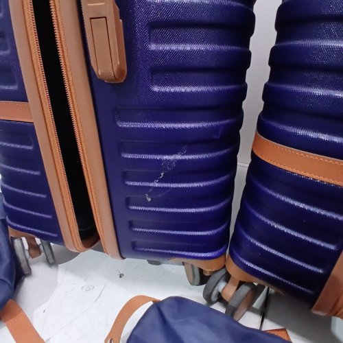 5PC JOYWAY EXPANDABLE CARRY-ON HARDSIDE SPINNER LUGGAGE SET WITH TSA APPROVED LOCKS - 20"/24"/28" - BLUE/BROWN (MODEL: TR008) image 6