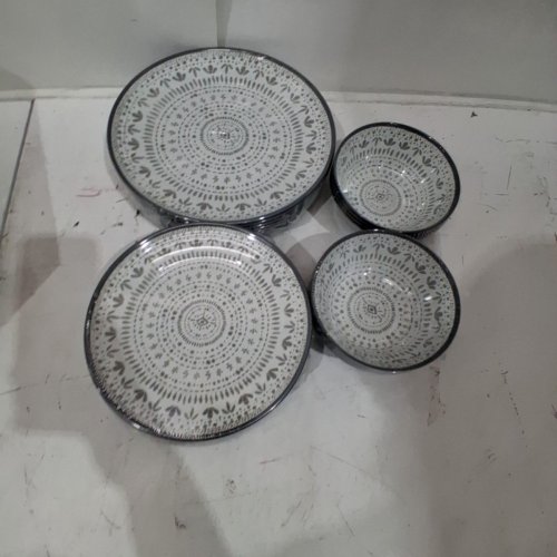 24PC JOVITON HOME BOHEMIA MELAMINE PLASTIC DINNERWARE SET - GREY image 2