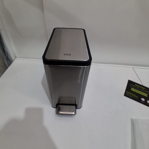 EKO SLIM BATHROOM STEP TRASH CAN WITH REMOVABLE INNER BUCKET - 6L - STAINLESS STEEL image 2