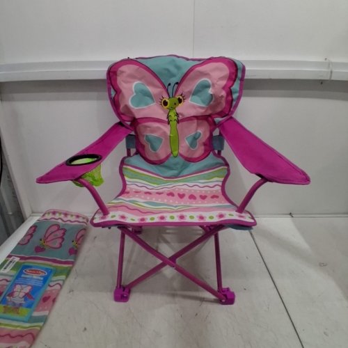 MELISSA & DOUG SUNNY PATCH CUTIE PIE BUTTERFLY FOLDING LAWN CAMPING CHAIR WITH CARRYING BAG - 15" X 25" - MULTICOLOUR image 2