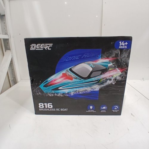 DEERC 816 BRUSHLESS HIGH SPEED REMOTE CONTROL SELF-RIGHTING RC BOAT - 34MPH/19"/11.1V BATTERY - BLUE - (MODEL: HJ816) image 2