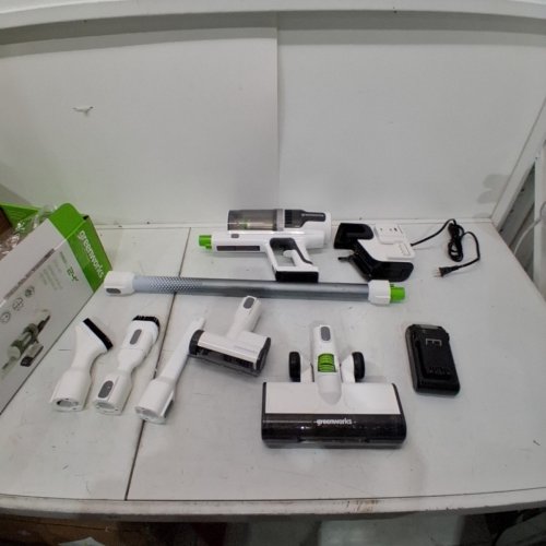 GREENWORKS DELUXE BRUSHLESS CORDLESS LIGHTWEIGHT VACUUM - 24V - WHITE/GREEN (MODEL: VUG403) image 4