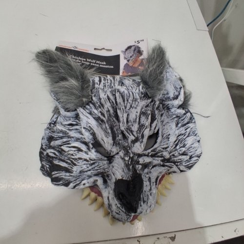WAY TO CELEBRATE! CHINLESS WOLF MASK - OSFM - GRAY, WHITE AND BLACK image 2