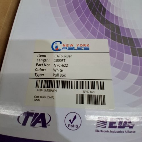 NEW YORK CABLES CAT6 RISER NETWORK CABLE - 1000FT - WHITE (ITEM: NYC-622) image 2