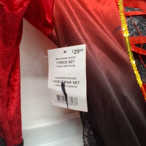WOMEN'S RED RIDING HOOD COSTUME DRESS - LARGE - RED/BLACK (STYLE: 12863 L) image 3