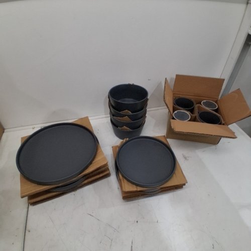 16PC STONE LAIN COUPE DINNERWARE SET-SERVICE FOR 4 - MATTE GREY (MODEL: BLB0200) image 2