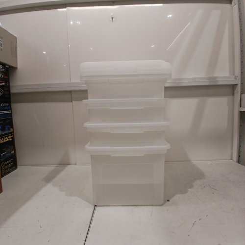 4PK IRIS USA PLASTIC STORAGE BIN TOTE - 33L - CLEAR (MODEL: FB-21E/FB-21EE) image 2