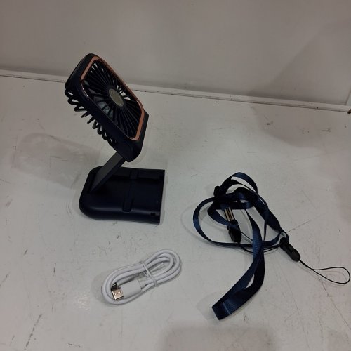 FOLDING HANDHELD FAN WITH STAND - 3 LEVELS - NAVY image 3