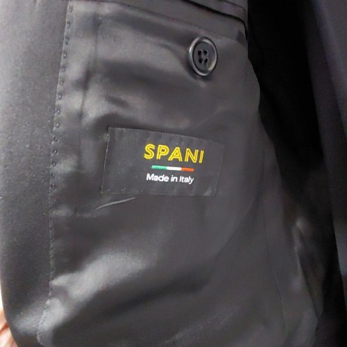 2PC MEN'S MODA SPANI 100% VIRGIN WOOL SUIT JACKET & PANTS - 58 - BLACK (MODEL: A-TOLEDO-PI) image 5