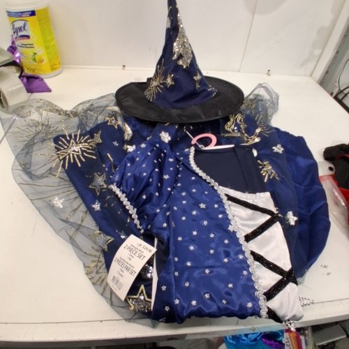2PC GIRLS PALAMON MIDNIGHT WITCH COSTUME - LARGE 10/12 - BLUE/SILVER/GOLD (STYLE: 40971) image 2