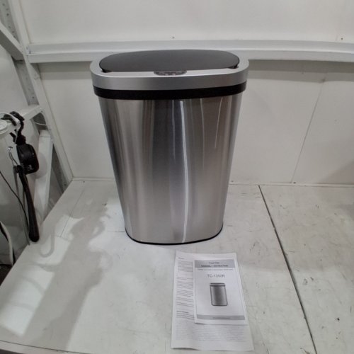 OVAL AUTOMATIC TOUCH FREE TRASH CAN - 13GAL - STAINLESS STEEL (MODEL: TC-1350R-SS) image 3