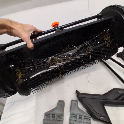 HEAVY DUTY PUSH LAWN SWEEPER WITH MESH COLLECTION HOPPER BAG - 21" - BLACK/ORANGE (MODEL: S19-001A) image 3
