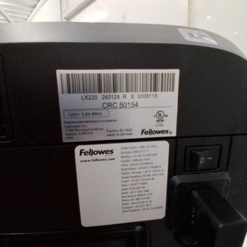 FELLOWES PAPER SHREDDER - 120 V - BLACK (MODEL: LX220) image 3