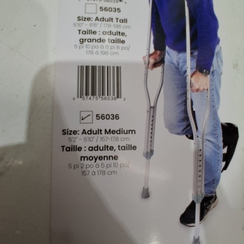 BIOS LIVING ADJUSTABLE CRUTCHES FOR ADULTS - 5FT 2" TO 5FT 10" - SILVER - (MODEL: 56036) image 3