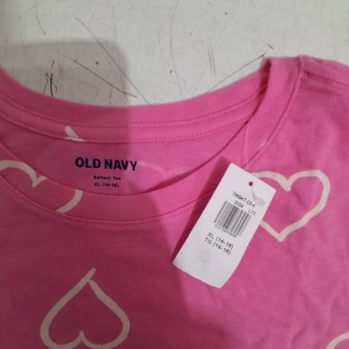 KID'S OLD NAVY T-SHIRT - EXTRA LARGE (14-16) - PINK / HEARTS (STYLE : 877585-00-4) image 3