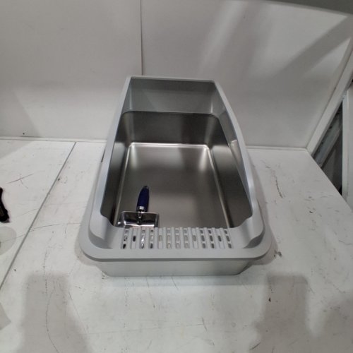 KISENG HIGH SIDED CAT LITTER BOX - XL - 14.96" X 22.83" X 10.2" - STAINLESS STEEL image 2